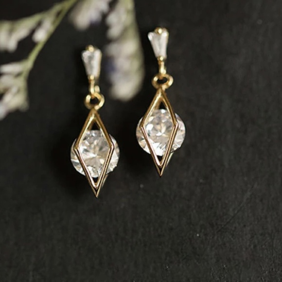 Sterling Silver Diamond Hollow Stud Tassel Earrings - Picture 5 of 13